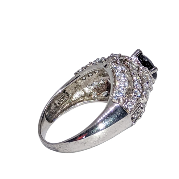 Sterling Silver Designer Ring with Blue Stone - Picture 4 of 6